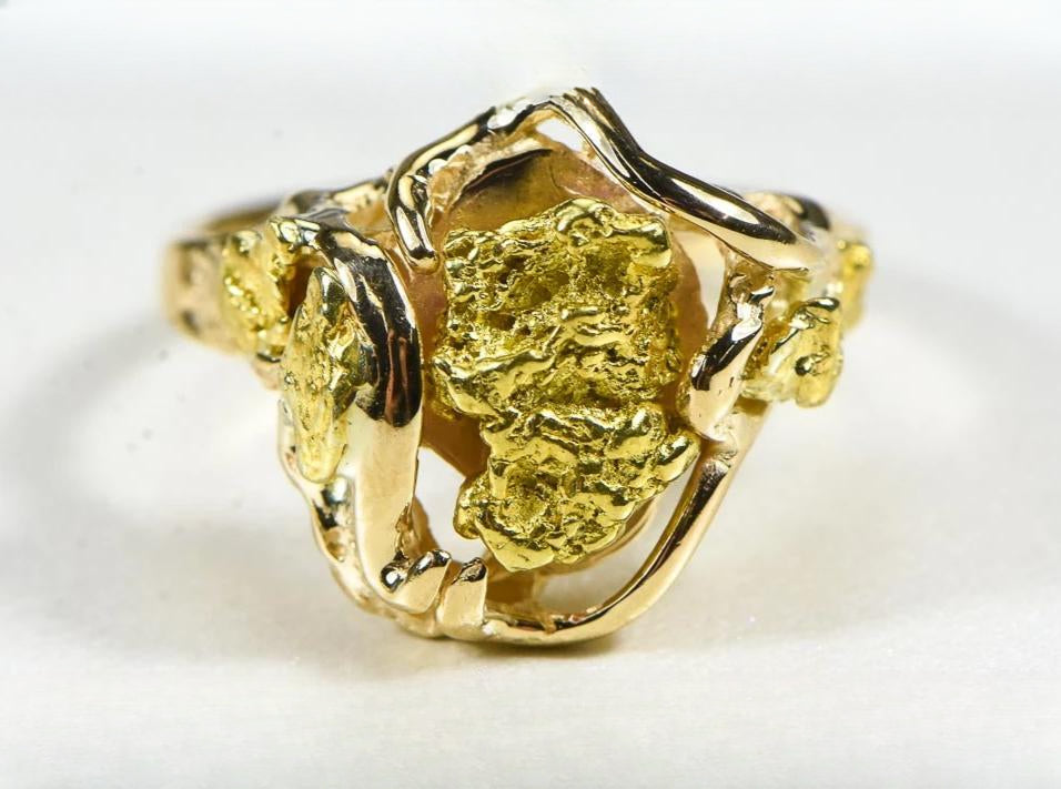 Gold Nugget Women's Ring "Orocal" RL232 Genuine Hand Crafted Jewelry - 14K Casting