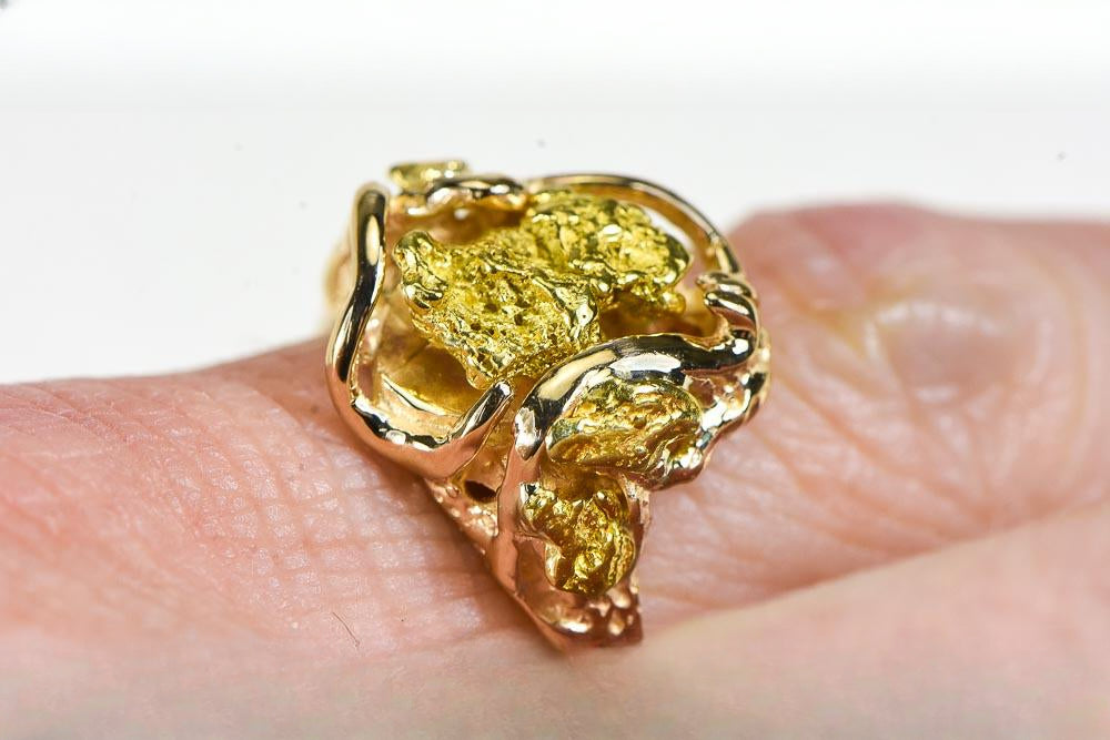 Gold Nugget Women's Ring "Orocal" RL232 Genuine Hand Crafted Jewelry - 14K Casting