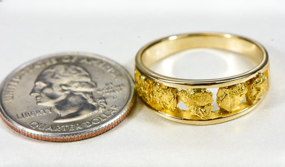 Gold Nugget Men's Ring "Orocal" RM125/8MM Genuine Hand Crafted Jewelry - 14K Casting