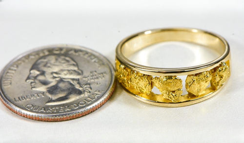 Gold Nugget Men's Ring "Orocal" RM125/8MM Genuine Hand Crafted Jewelry - 14K Casting