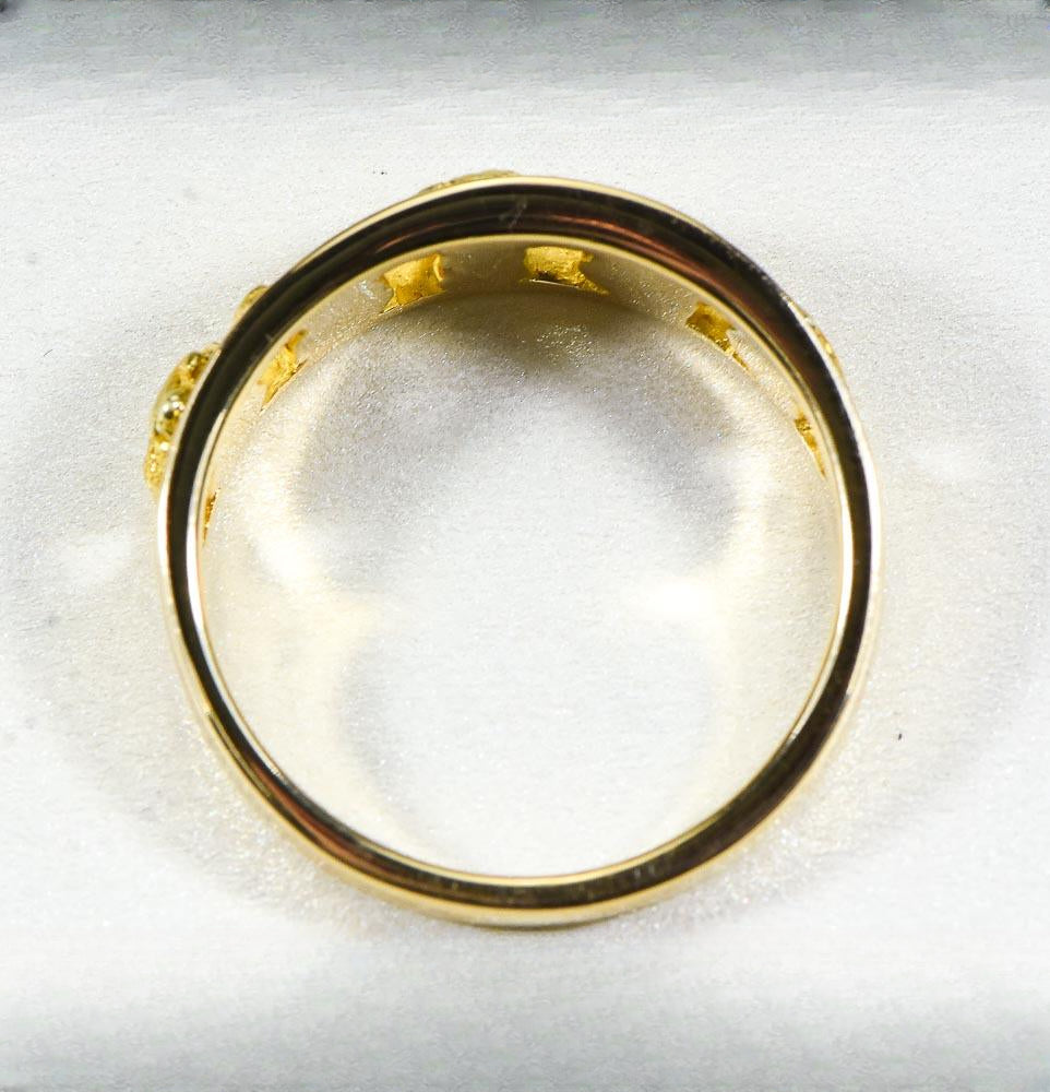 Gold Nugget Men's Ring "Orocal" RM125/8MM Genuine Hand Crafted Jewelry - 14K Casting