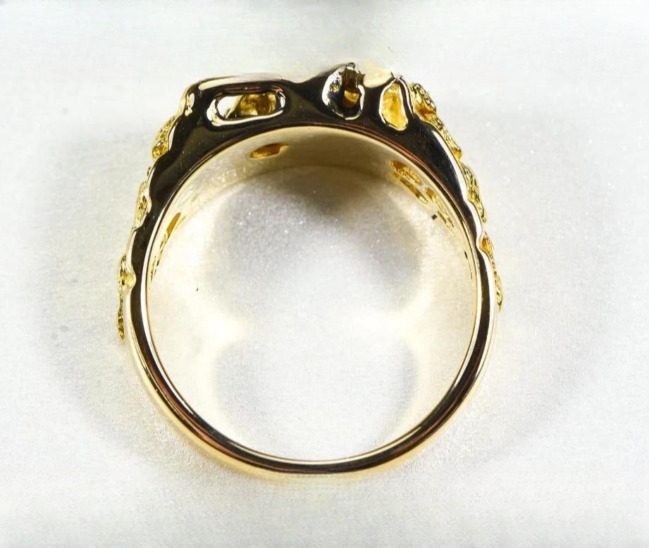 Gold Nugget Men's Ring "Orocal" RM176 Genuine Hand Crafted Jewelry - 14K Casting