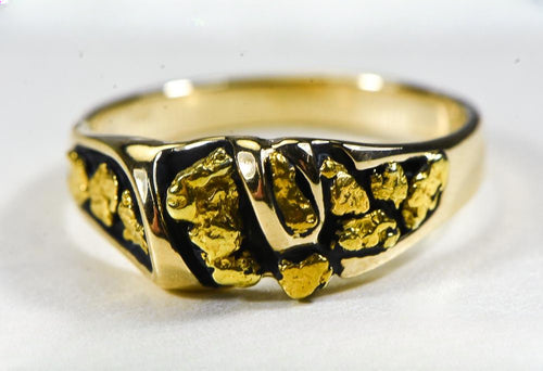 Gold Nugget Men's Ring "Orocal" RM487 Genuine Hand Crafted Jewelry - 14K Casting