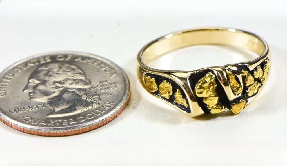 Gold Nugget Men's Ring "Orocal" RM487 Genuine Hand Crafted Jewelry - 14K Casting