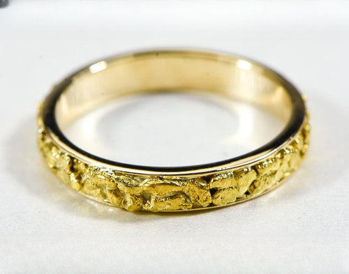 Gold Nugget Men's Ring "Orocal" RM4MM Genuine Hand Crafted Jewelry - 14K Casting