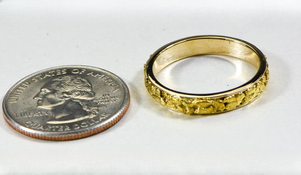 Gold Nugget Men's Ring "Orocal" RM4MM Genuine Hand Crafted Jewelry - 14K Casting