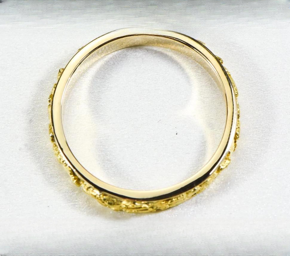 Gold Nugget Men's Ring "Orocal" RM4MM Genuine Hand Crafted Jewelry - 14K Casting