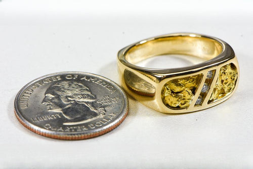 Gold Nugget Men's Ring "Orocal" RM816D10.5 Genuine Hand Crafted Jewelry - 14K Casting