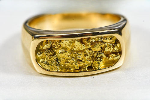 Gold Nugget Men's Ring "Orocal" RM816N Genuine Hand Crafted Jewelry - 14K Casting