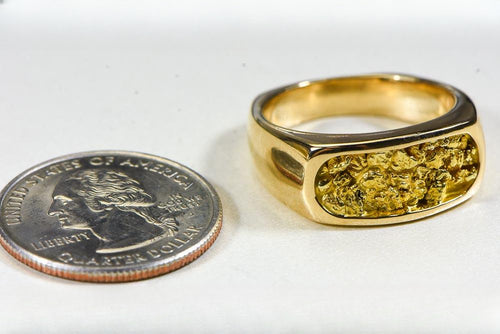 Gold Nugget Men's Ring "Orocal" RM816N Genuine Hand Crafted Jewelry - 14K Casting