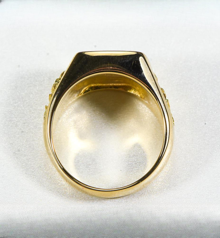 Gold Nugget Men's Ring "Orocal" RMAJ083 Genuine Hand Crafted Jewelry - 14K Casting