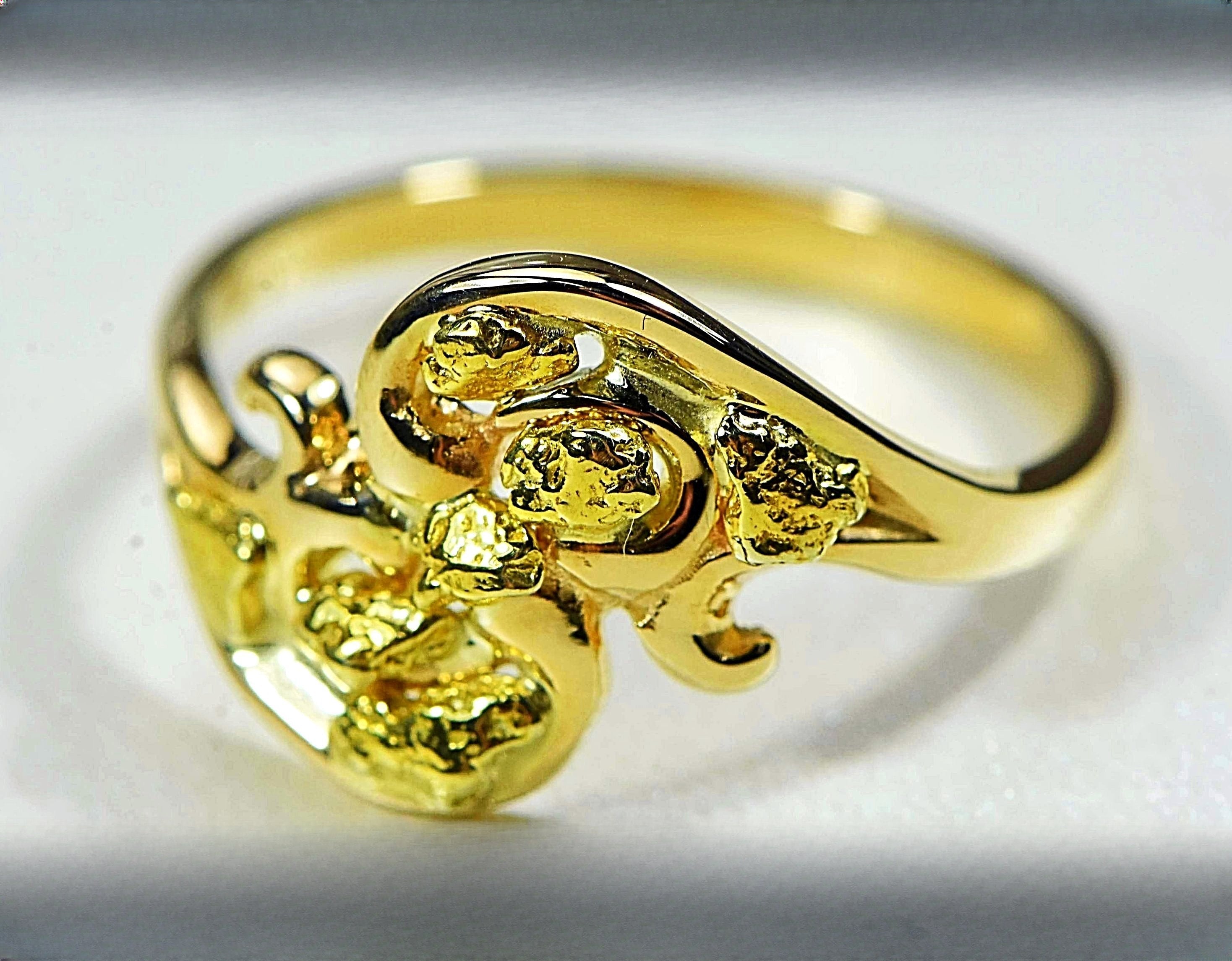 Gold Nugget Women's Ring "Orocal" RL186 Genuine Hand Crafted Jewelry - 14K Casting