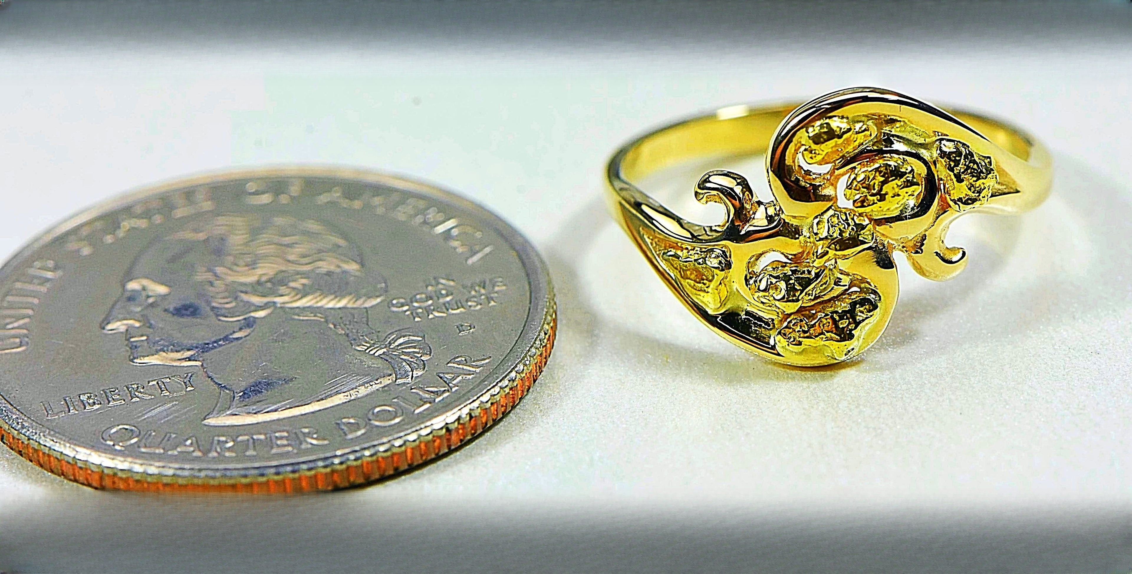 Gold Nugget Women's Ring "Orocal" RL186 Genuine Hand Crafted Jewelry - 14K Casting