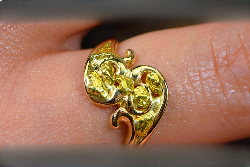 Gold Nugget Women's Ring "Orocal" RL186 Genuine Hand Crafted Jewelry - 14K Casting