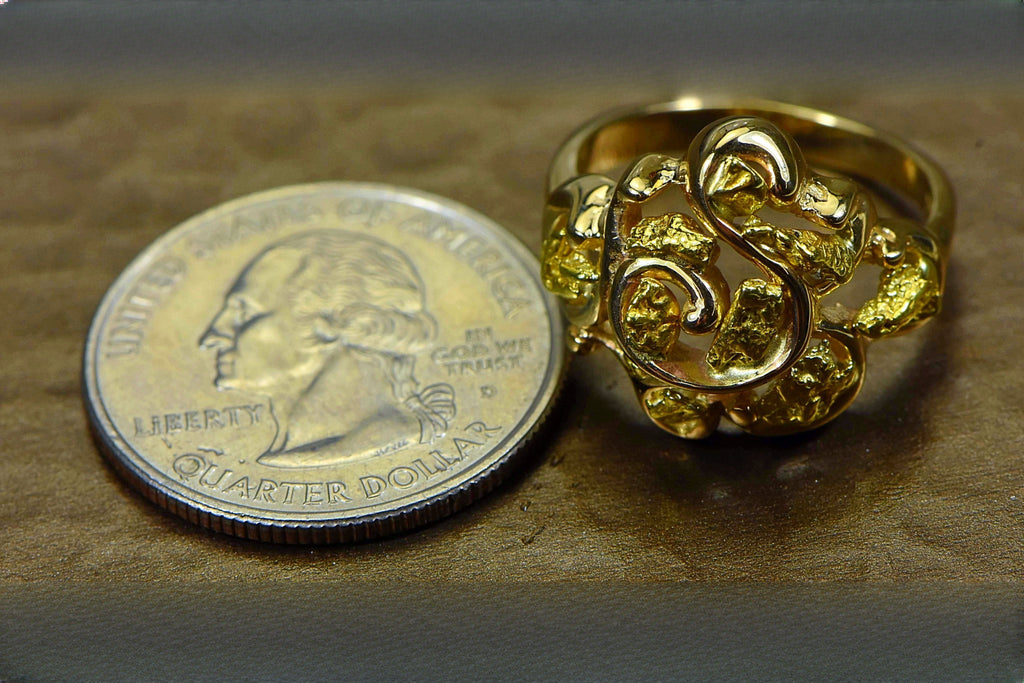 Gold Nugget Women's Ring "Orocal" RL462 Genuine Hand Crafted Jewelry - 14K Casting
