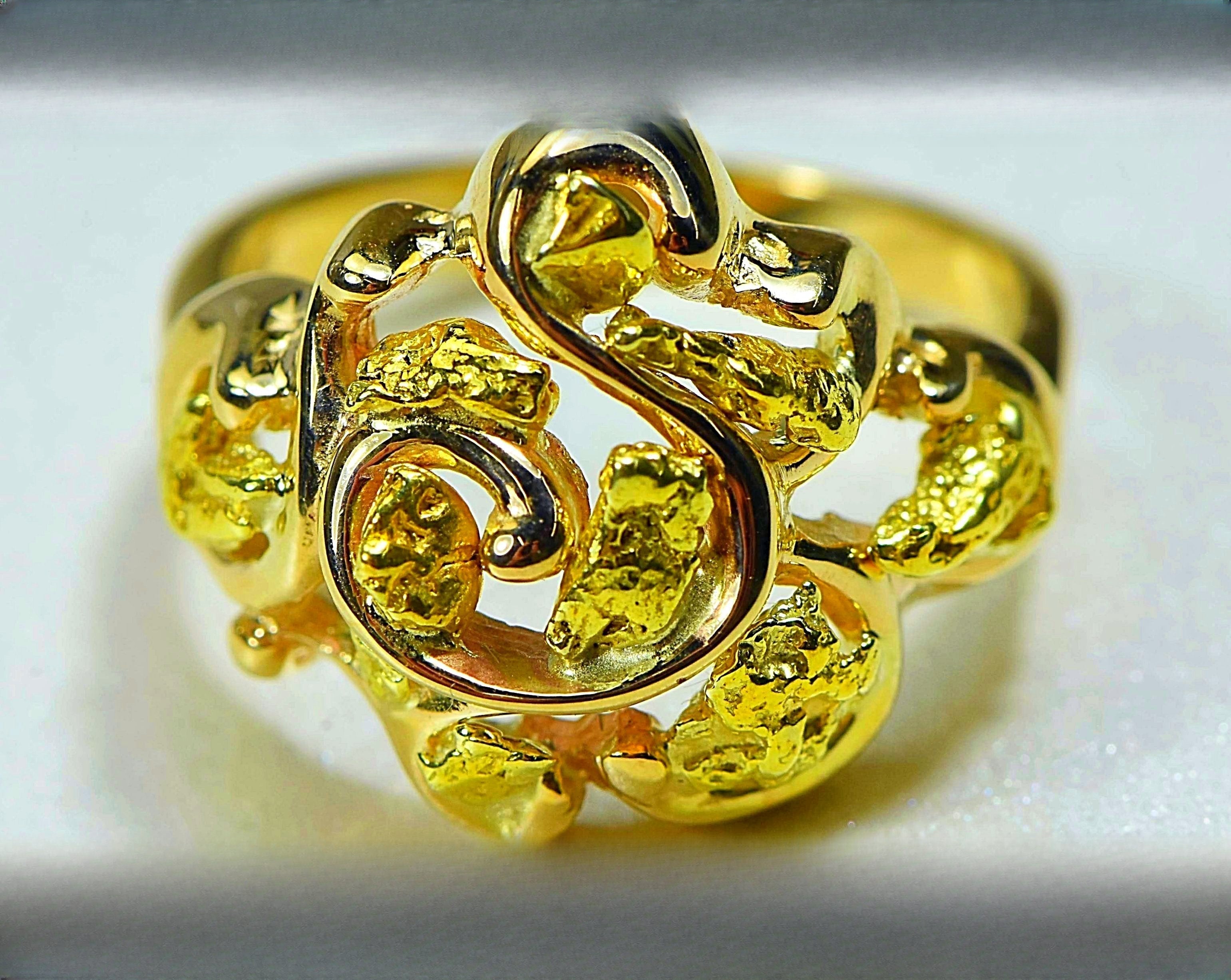Gold Nugget Women's Ring "Orocal" RL462 Genuine Hand Crafted Jewelry - 14K Casting