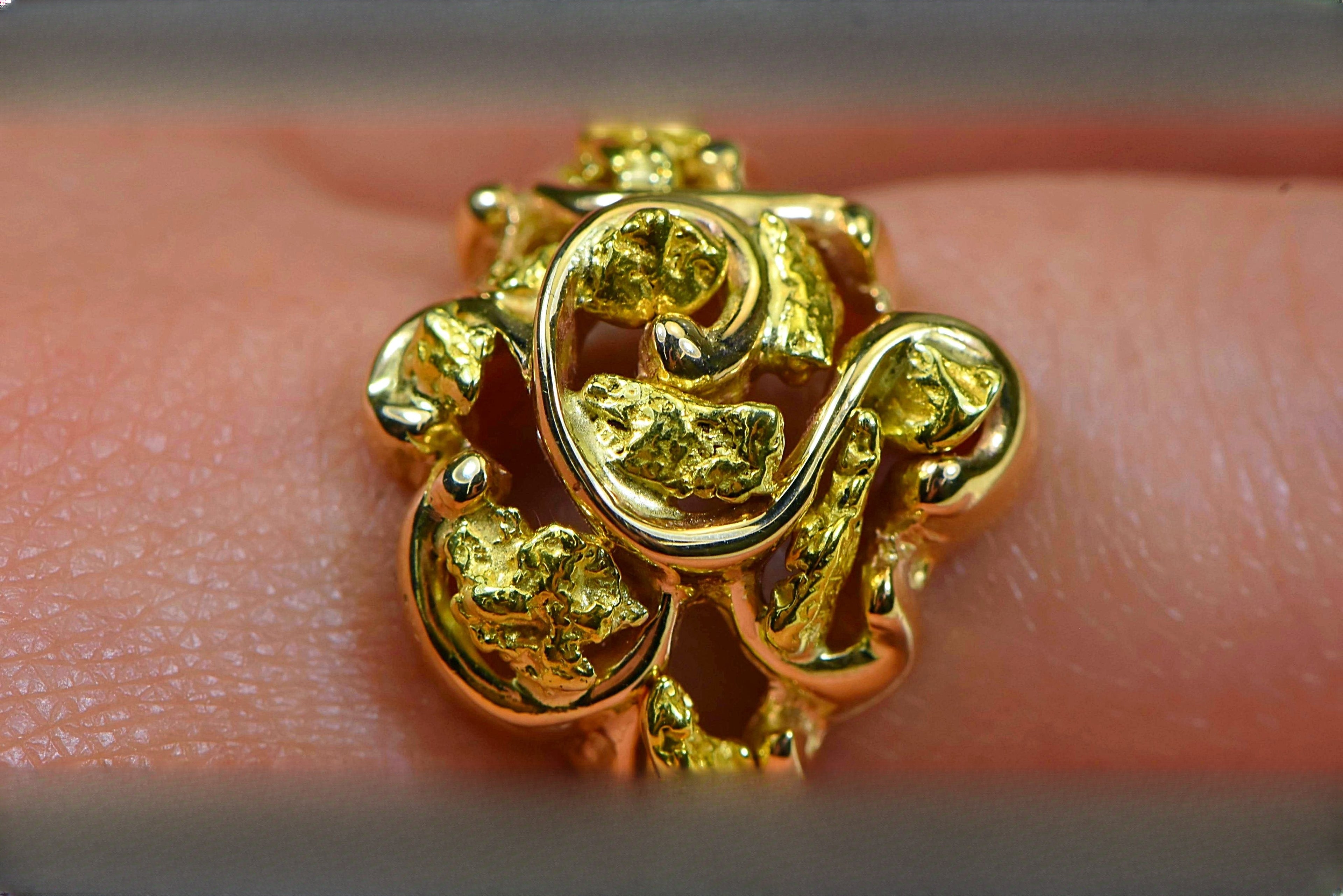 Gold Nugget Women's Ring "Orocal" RL462 Genuine Hand Crafted Jewelry - 14K Casting