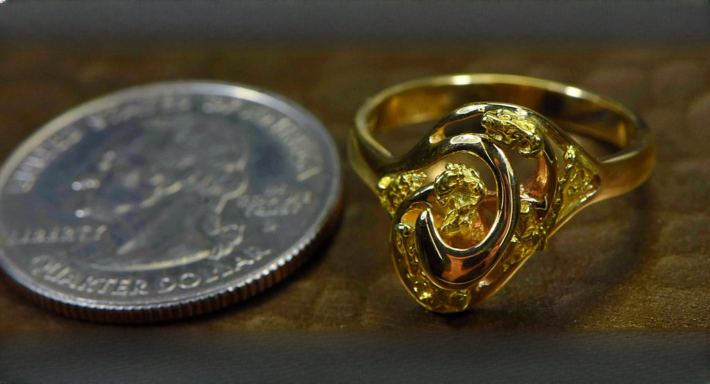 Gold Nugget Women's Ring "Orocal" RL254 Genuine Hand Crafted Jewelry - 14K Casting