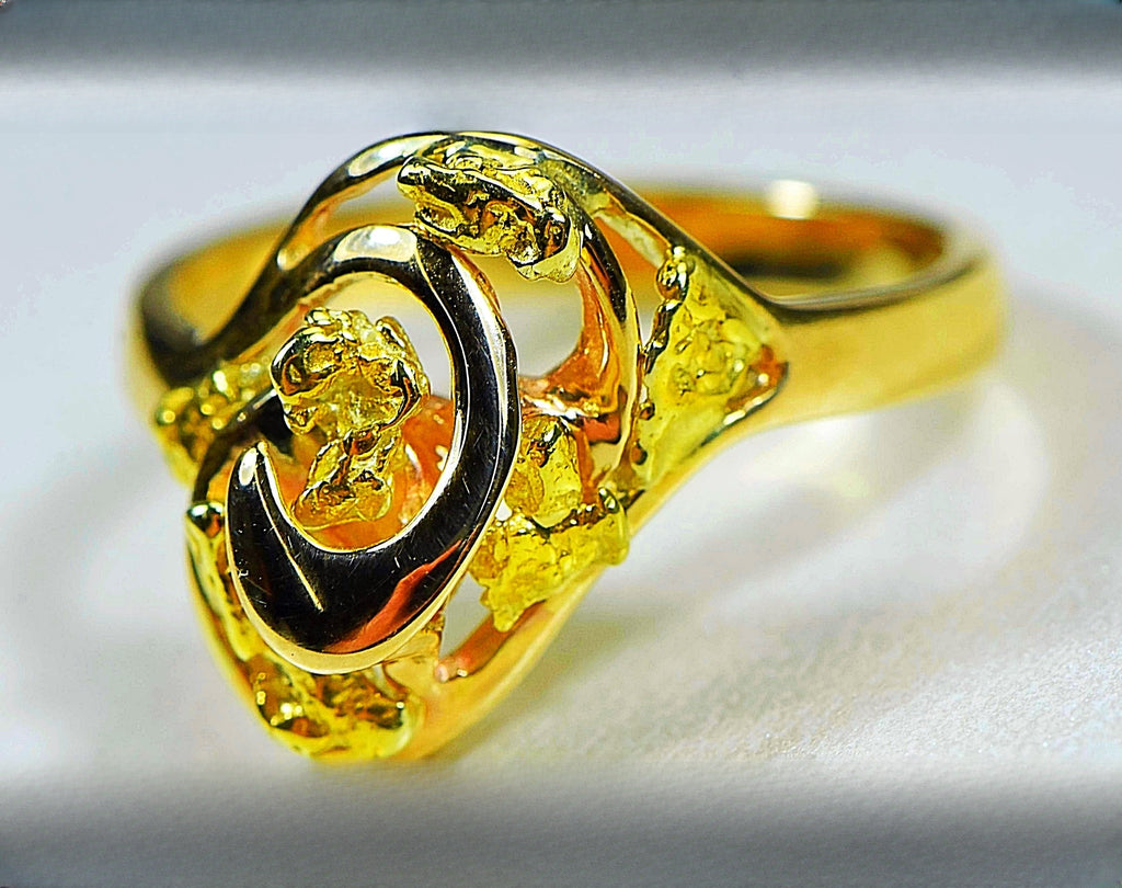 Gold Nugget Women's Ring "Orocal" RL254 Genuine Hand Crafted Jewelry - 14K Casting
