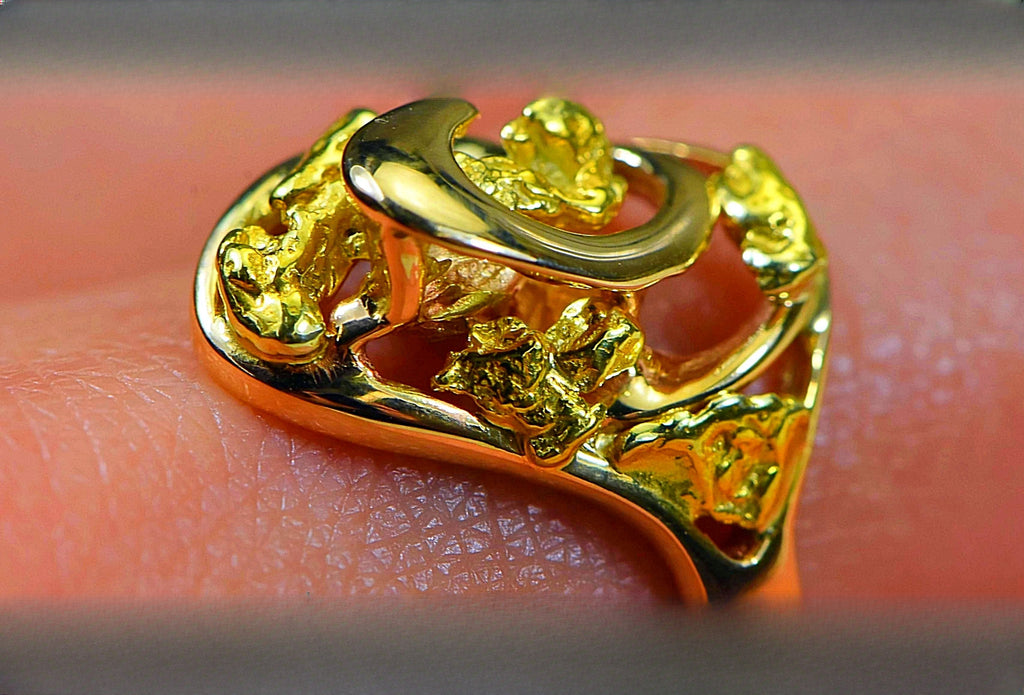 Gold Nugget Women's Ring "Orocal" RL254 Genuine Hand Crafted Jewelry - 14K Casting