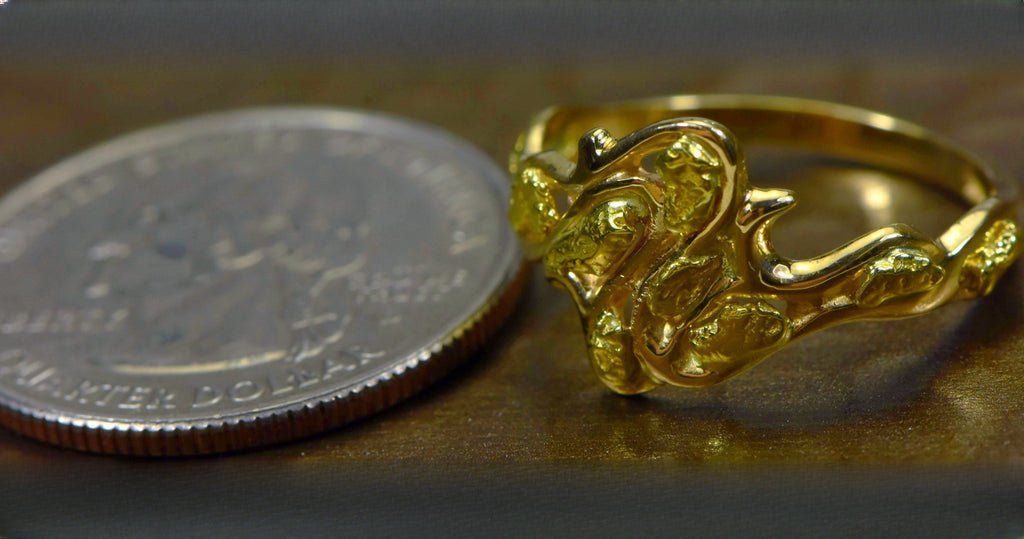 Gold Nugget Women's Ring "Orocal" RL180 Genuine Hand Crafted Jewelry - 14K Casting