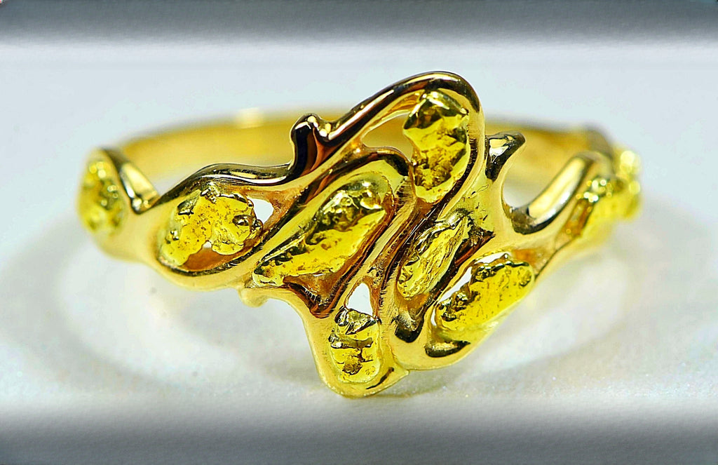 Gold Nugget Women's Ring "Orocal" RL180 Genuine Hand Crafted Jewelry - 14K Casting