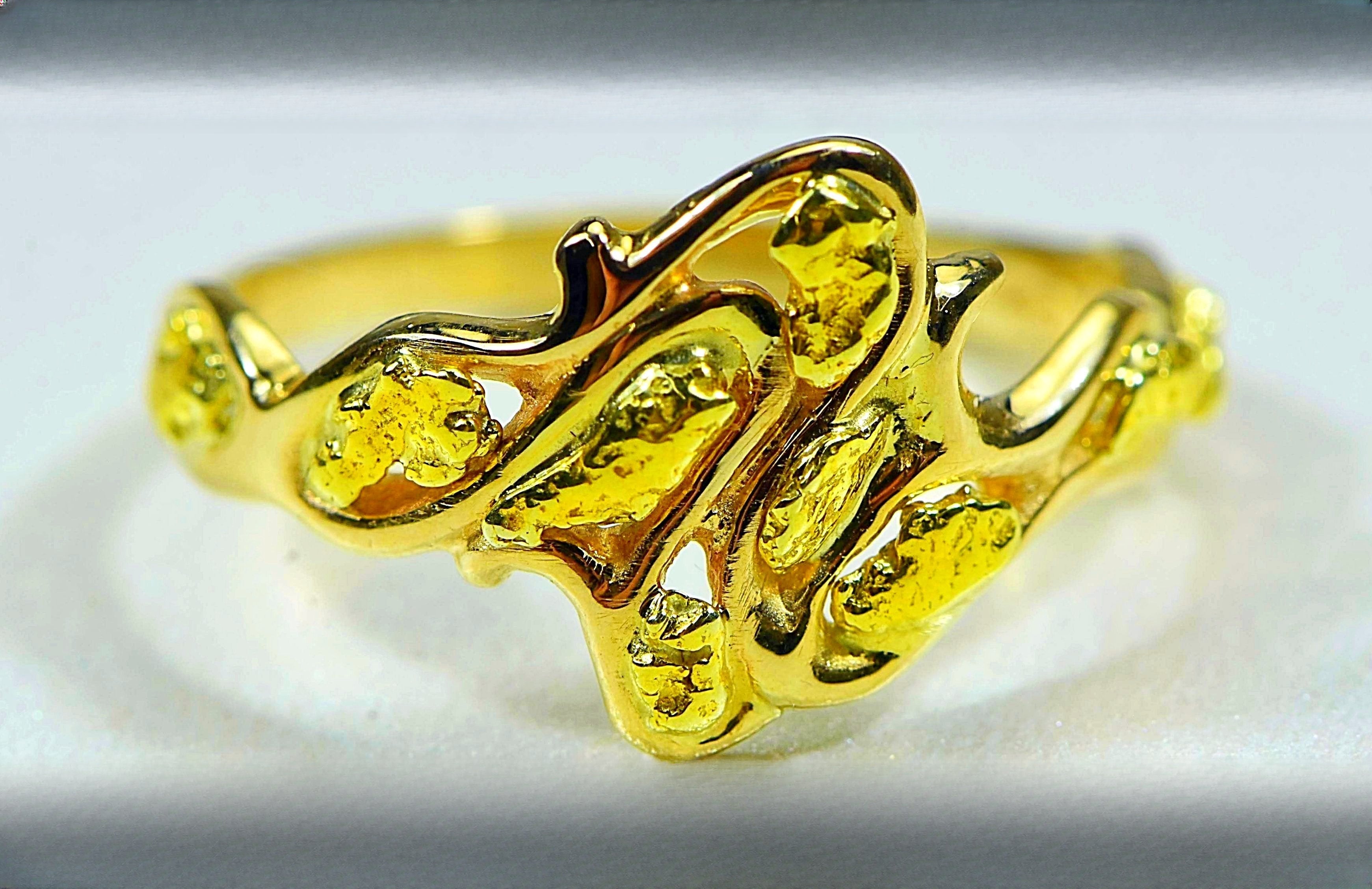 Gold Nugget Women's Ring "Orocal" RL180 Genuine Hand Crafted Jewelry - 14K Casting