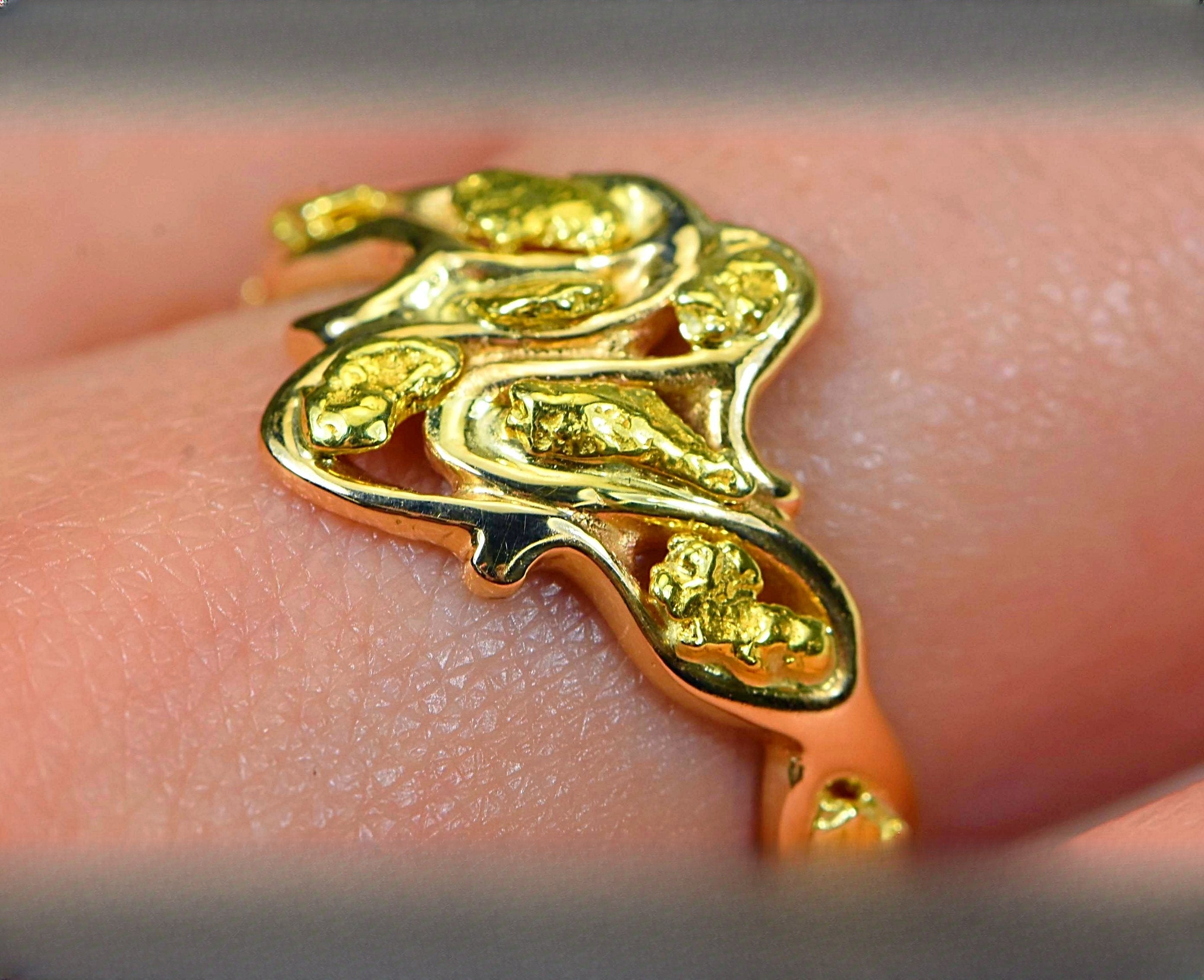 Gold Nugget Women's Ring "Orocal" RL180 Genuine Hand Crafted Jewelry - 14K Casting