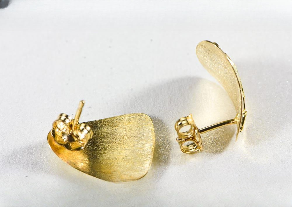 Gold Nugget Earrings "Orocal" EH25 Genuine Hand Crafted Jewelry - 14K Gold Casting