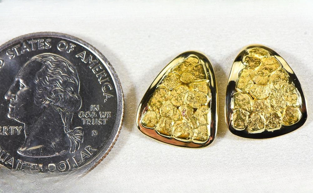 Gold Nugget Earrings "Orocal" EH25 Genuine Hand Crafted Jewelry - 14K Gold Casting