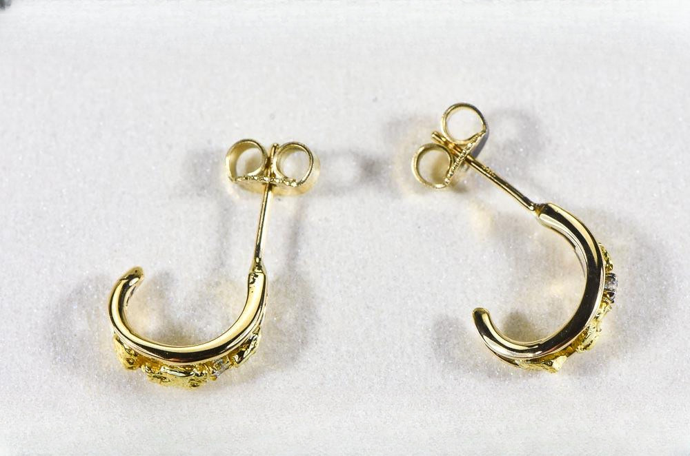 Gold Nugget Earrings "Orocal" EAJ030D Genuine Hand Crafted Jewelry - 14K Gold Casting
