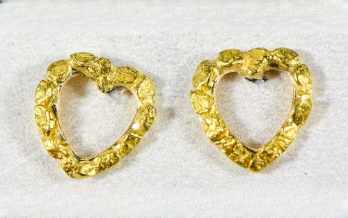 Gold Nugget Earrings "Orocal" EHE360 Genuine Hand Crafted Jewelry - 14K Gold Casting