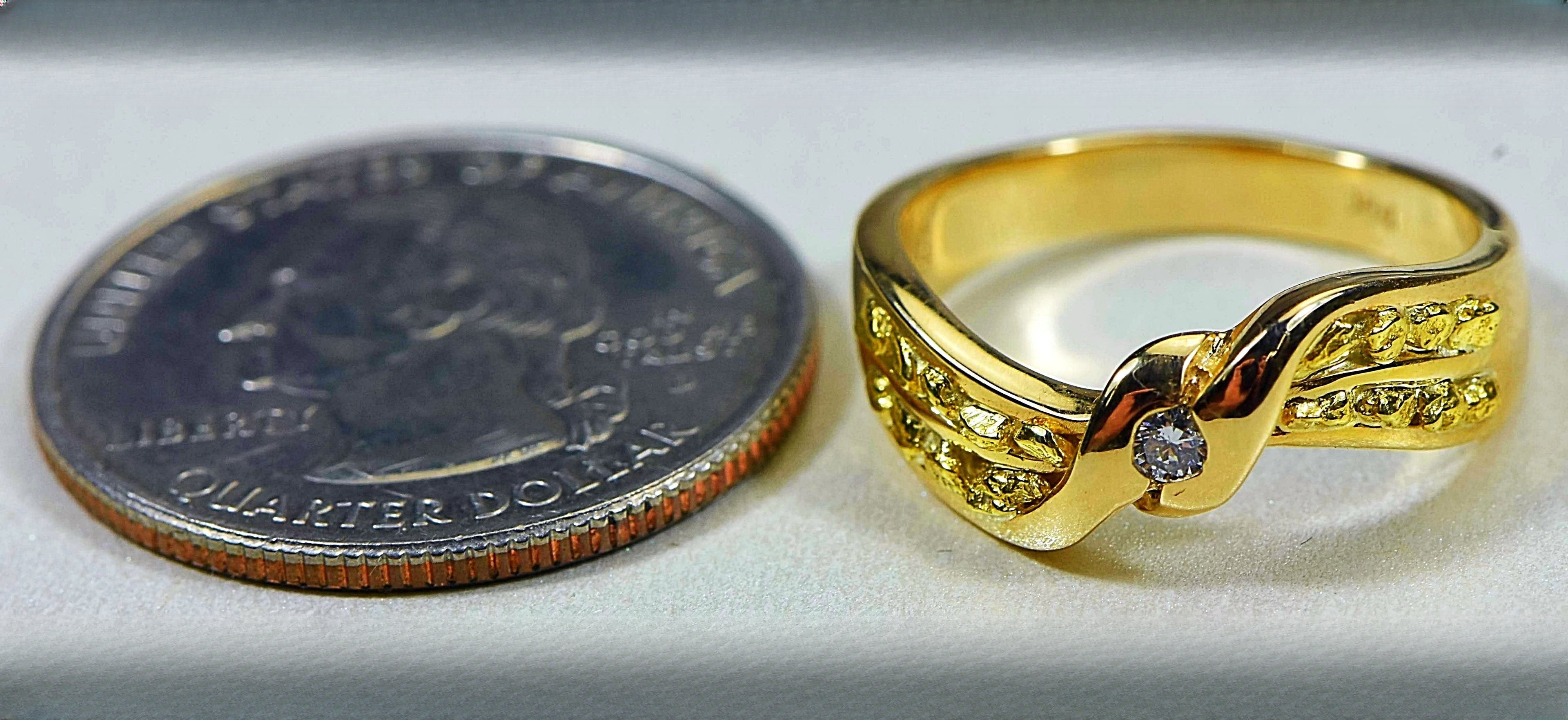 Gold Nugget Women's Ring "Orocal" RL404D5 Genuine Hand Crafted Jewelry - 14K Casting