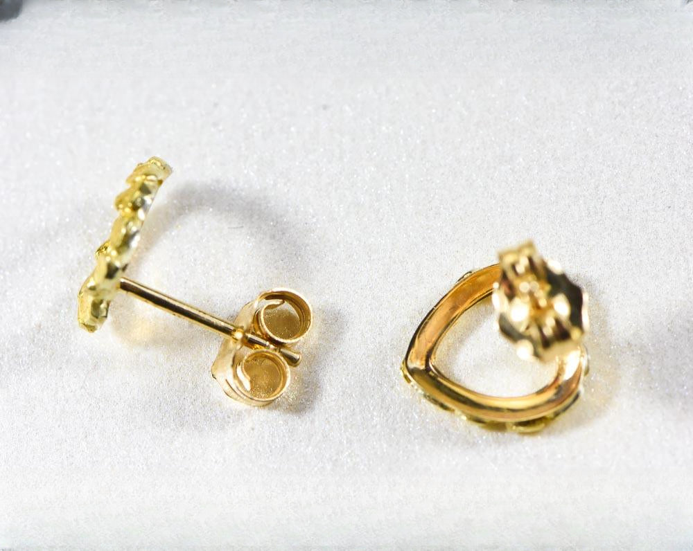 Gold Nugget Earrings "Orocal" EHE360 Genuine Hand Crafted Jewelry - 14K Gold Casting