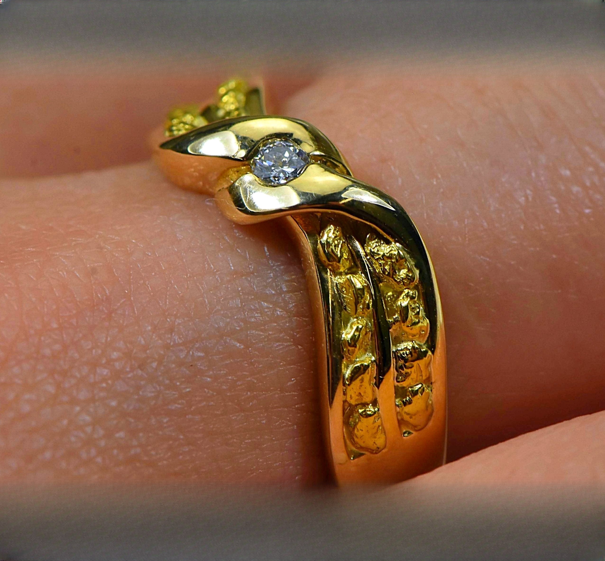 Gold Nugget Women's Ring "Orocal" RL404D5 Genuine Hand Crafted Jewelry - 14K Casting