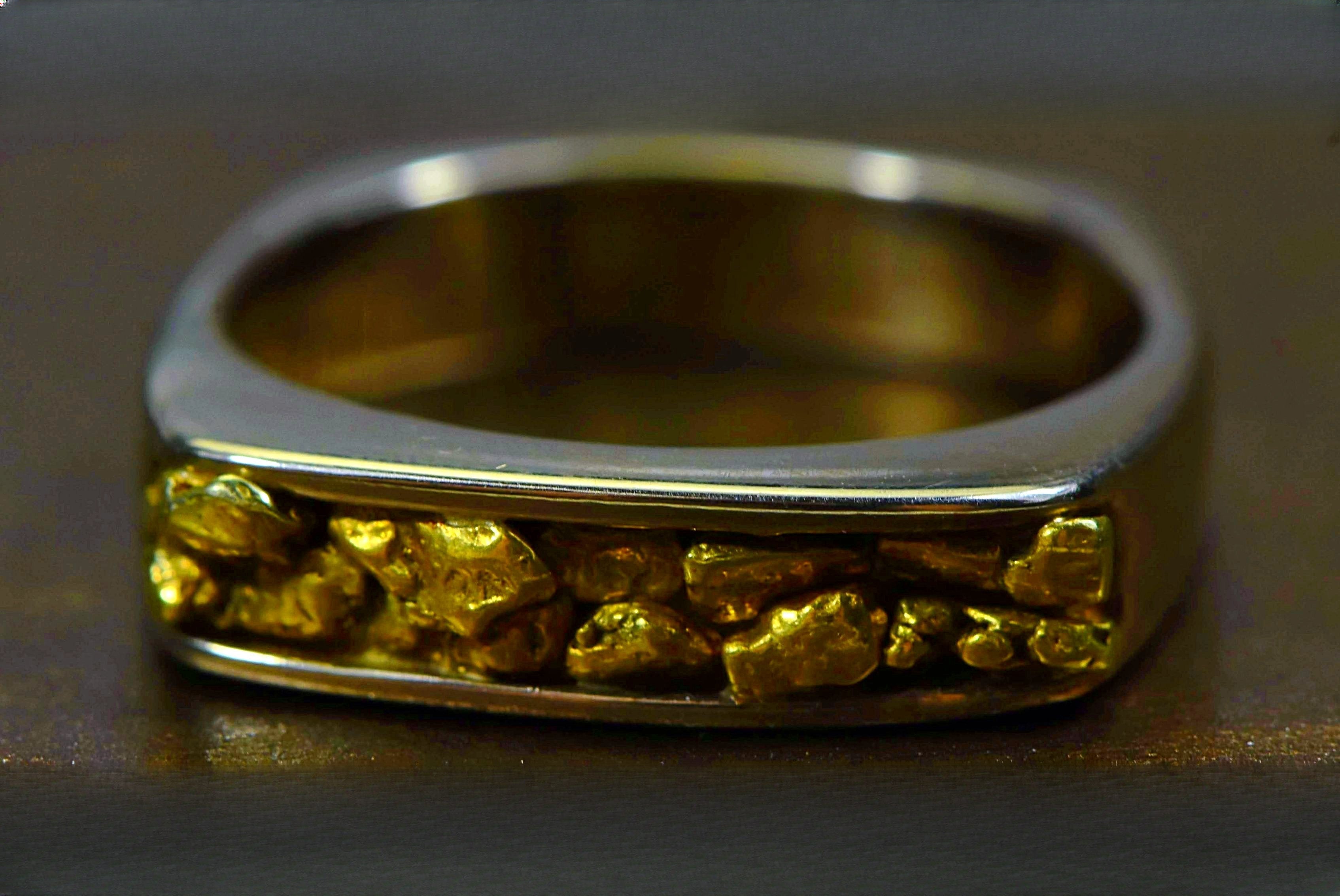 Gold Nugget Women's Ring "Orocal" RL902NW Genuine Hand Crafted Jewelry - 14K Casting