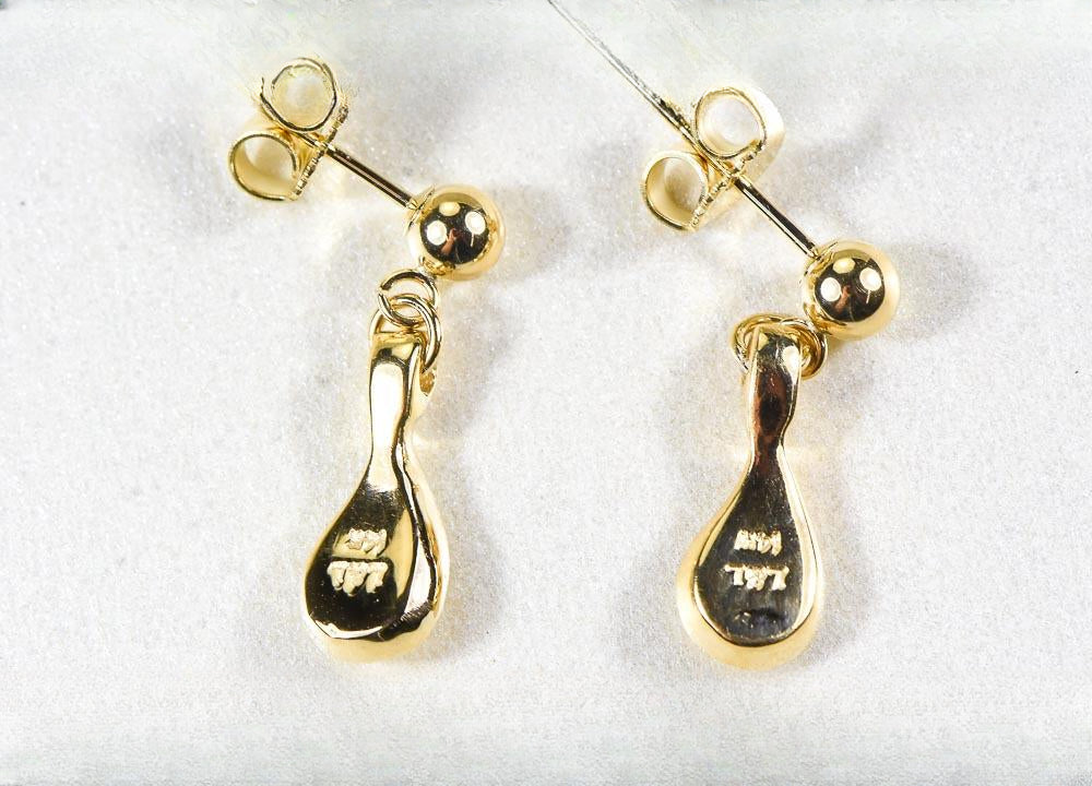 Gold Nugget Earrings "Orocal" EAJ054N/PD Genuine Hand Crafted Jewelry - 14K Gold Casting