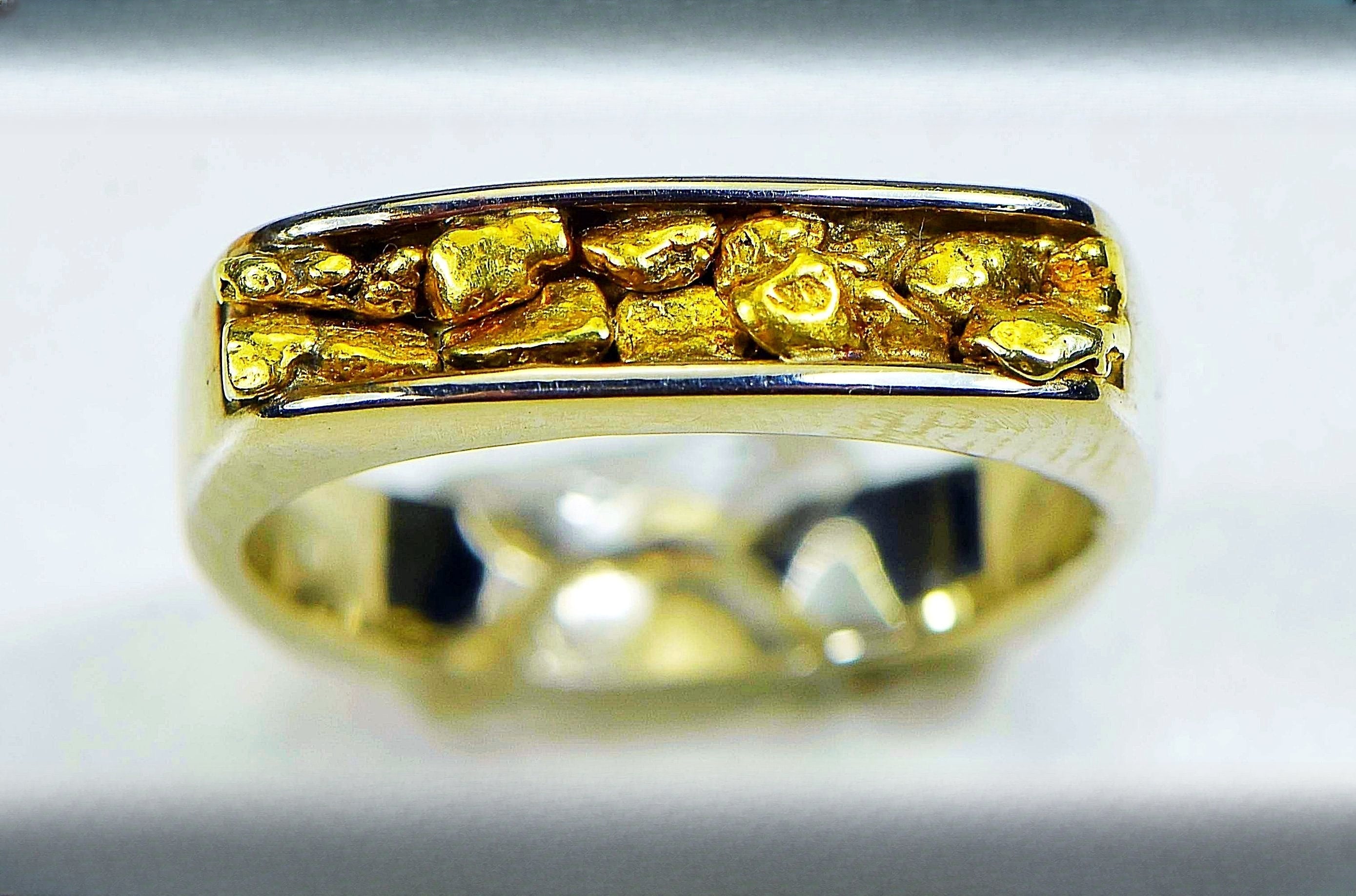 Gold Nugget Women's Ring "Orocal" RL902NW Genuine Hand Crafted Jewelry - 14K Casting
