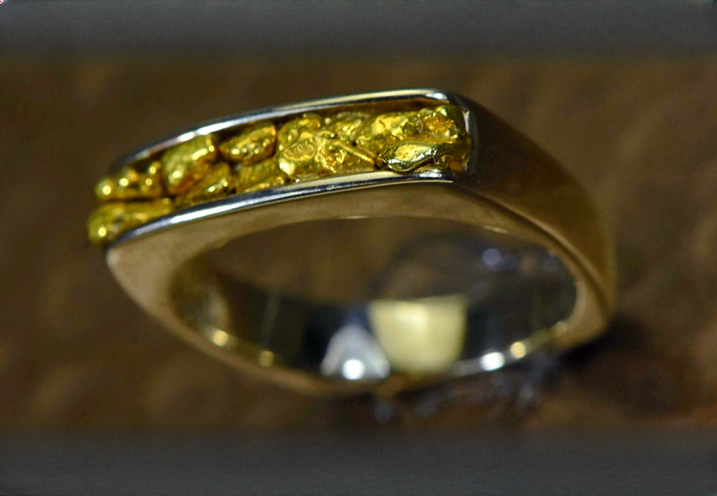 Gold Nugget Women's Ring "Orocal" RL902NW Genuine Hand Crafted Jewelry - 14K Casting