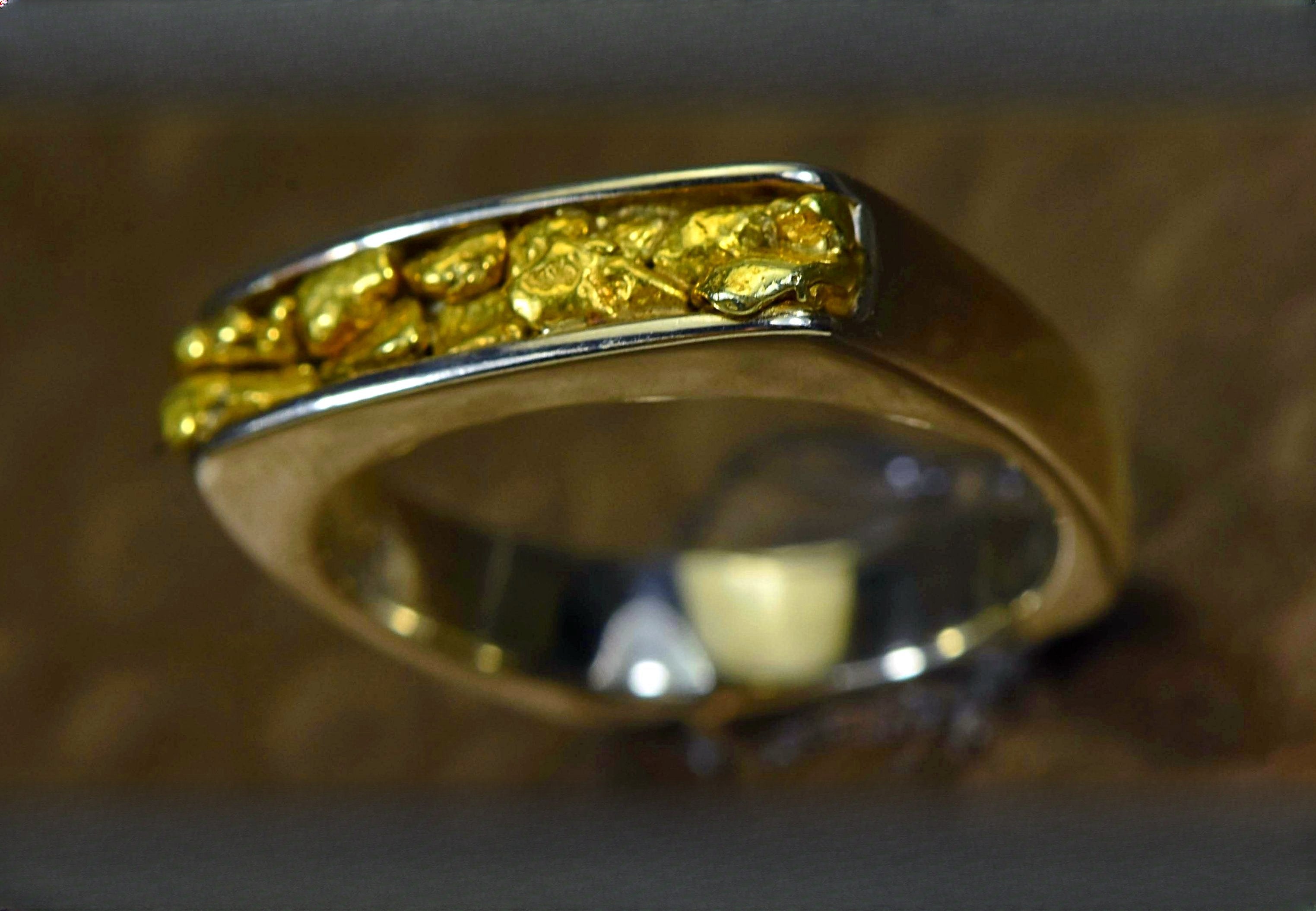 Gold Nugget Women's Ring "Orocal" RL902NW Genuine Hand Crafted Jewelry - 14K Casting