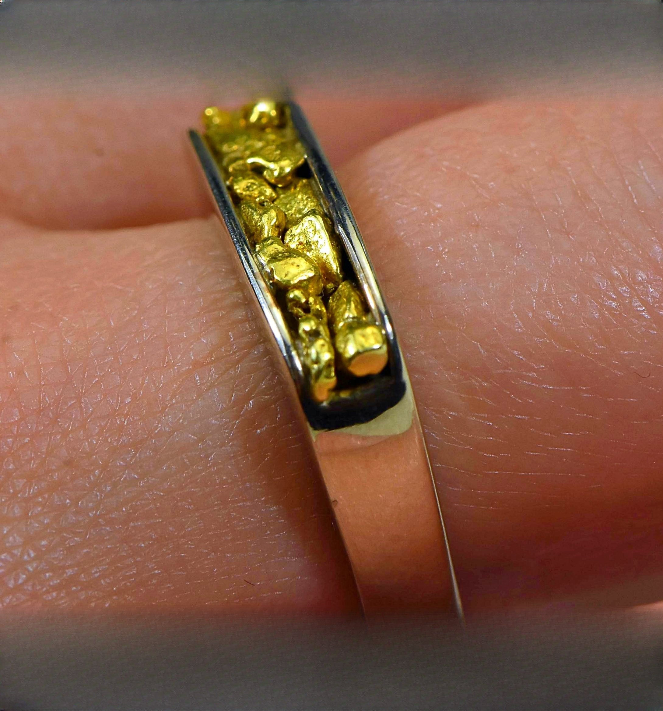 Gold Nugget Women's Ring "Orocal" RL902NW Genuine Hand Crafted Jewelry - 14K Casting