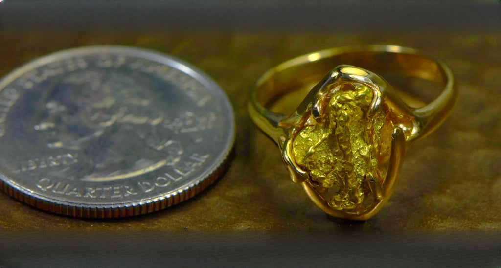 Gold Nugget Women's Ring "Orocal" RL233 Genuine Hand Crafted Jewelry - 14K