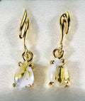 Gold Quartz Earrings "Orocal" EN570SQ Genuine Hand Crafted Jewelry - 14K Gold Yellow Gold Casting