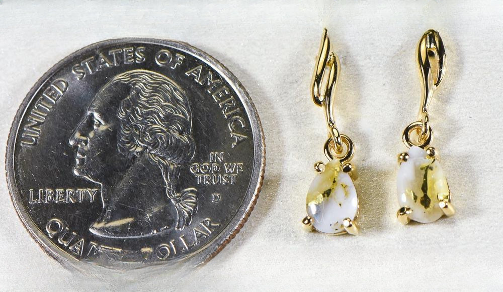 Gold Quartz Earrings "Orocal" EN570SQ Genuine Hand Crafted Jewelry - 14K Gold Yellow Gold Casting