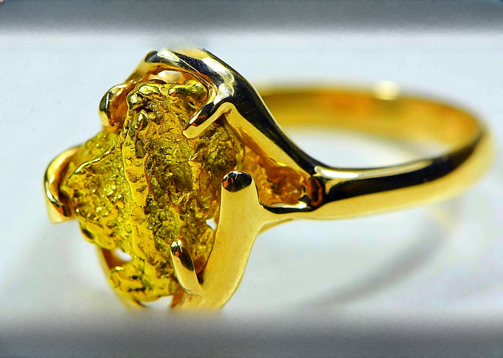 Gold Nugget Women's Ring "Orocal" RL233 Genuine Hand Crafted Jewelry - 14K