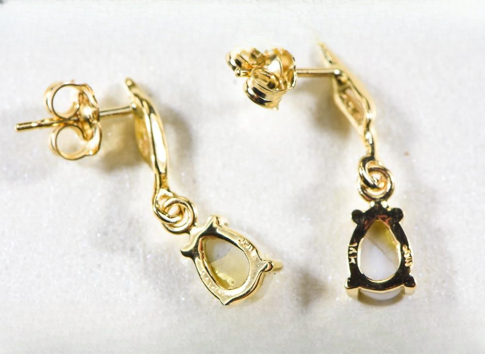 Gold Quartz Earrings "Orocal" EN570SQ Genuine Hand Crafted Jewelry - 14K Gold Yellow Gold Casting