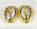 Gold Quartz Earrings "Orocal" EN708NQ Genuine Hand Crafted Jewelry - 14K Gold Yellow Gold Casting
