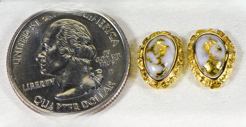 Gold Quartz Earrings "Orocal" EN708NQ Genuine Hand Crafted Jewelry - 14K Gold Yellow Gold Casting