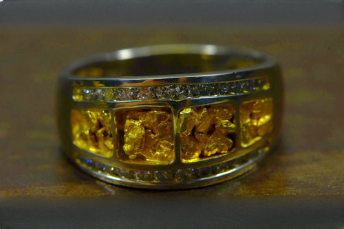 Gold Nugget Women's Ring "Orocal" RL1075DNW Genuine Hand Crafted Jewelry - 14K Casting