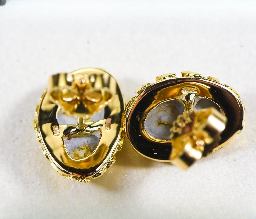 Gold Quartz Earrings "Orocal" EN708NQ Genuine Hand Crafted Jewelry - 14K Gold Yellow Gold Casting
